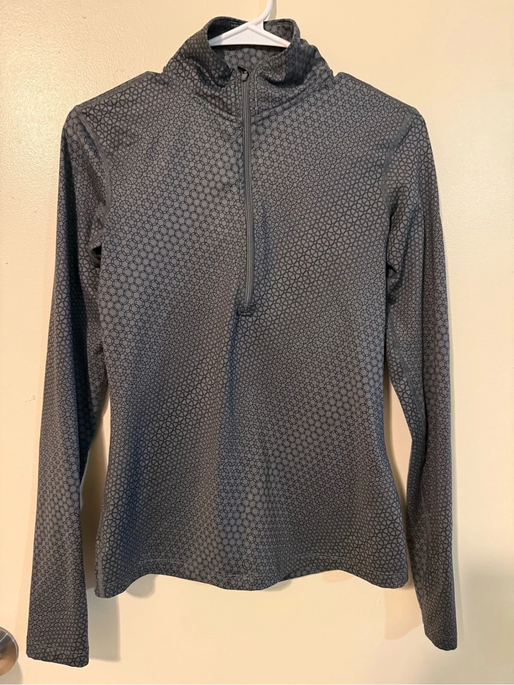 Nike Pro Dri-FIT Grey Geometric Pattern 1/4 Zip Pullover Size S